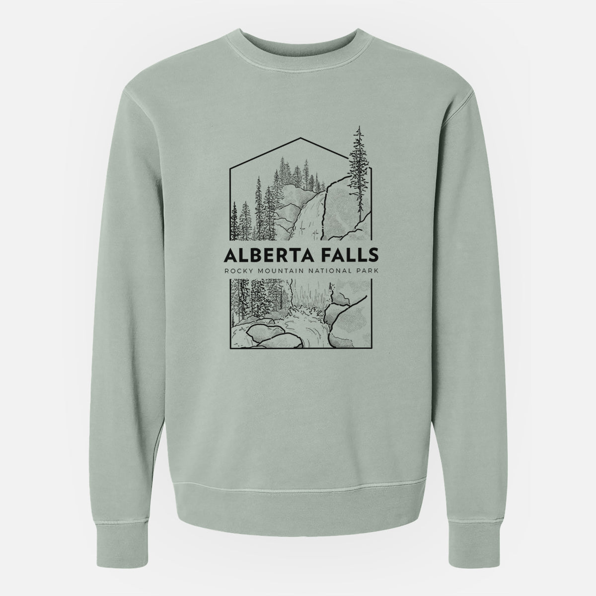 Alberta Falls - Rocky Mountain National Park - Unisex Pigment Dyed Crew Sweatshirt