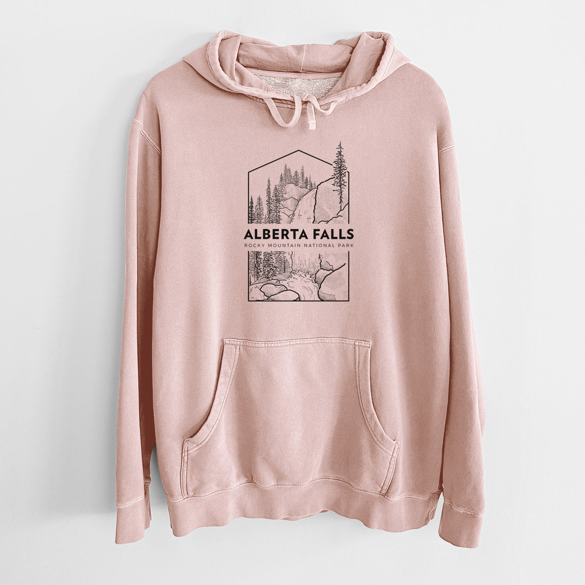 Alberta Falls - Rocky Mountain National Park - Unisex Pigment Dyed Hoodie