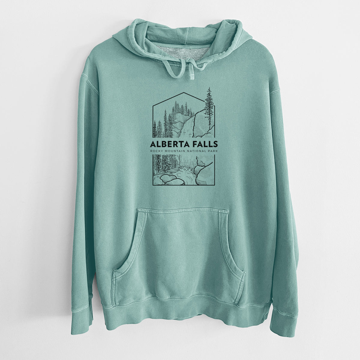 Alberta Falls - Rocky Mountain National Park - Unisex Pigment Dyed Hoodie