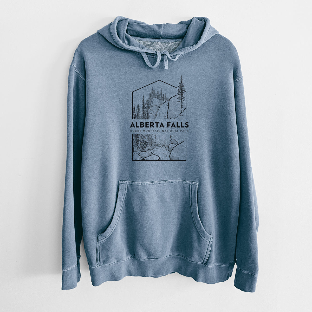 Alberta Falls - Rocky Mountain National Park - Unisex Pigment Dyed Hoodie