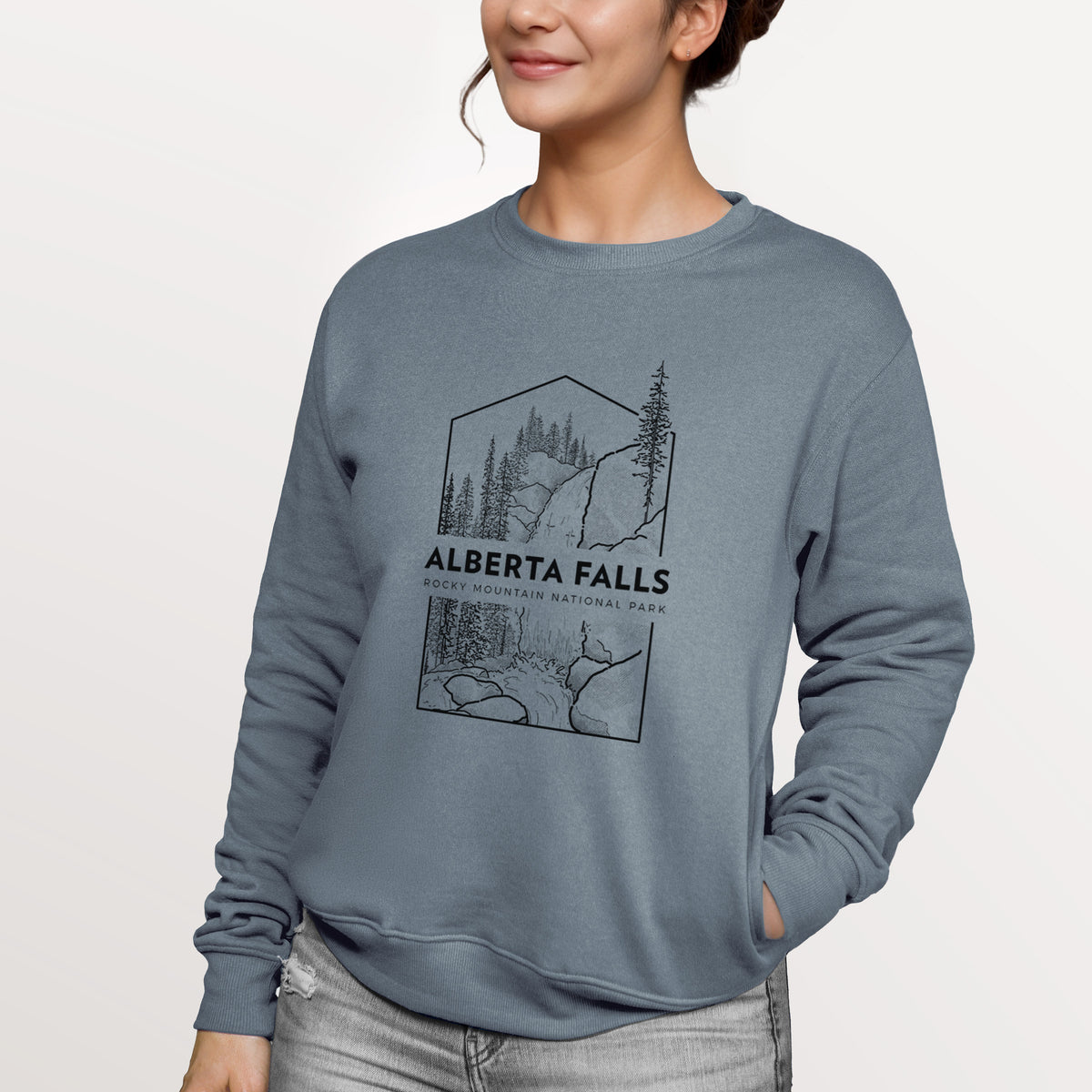 Alberta Falls - Rocky Mountain National Park  - Unisex Reclaimed Crewneck Sweatshirt