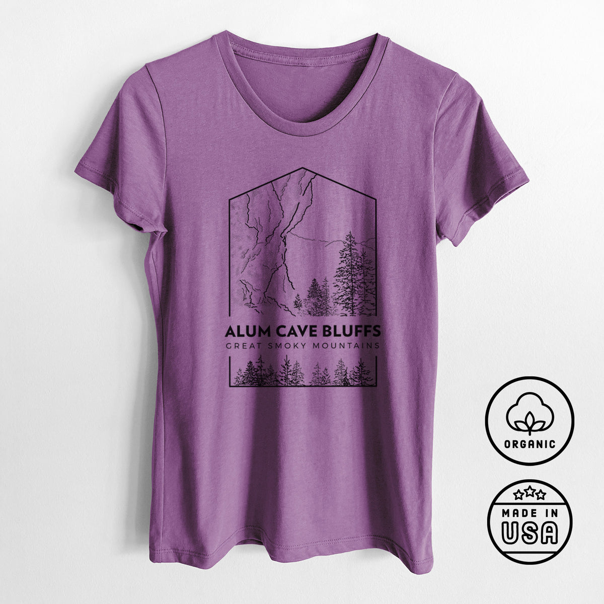 Alum Cave Bluffs - Great Smoky Mountains National Park - Women&#39;s Crewneck - Made in USA - 100% Organic Cotton