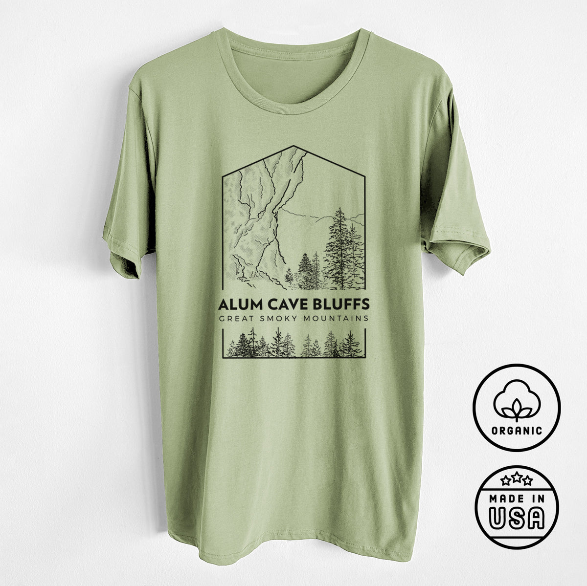 Alum Cave Bluffs - Great Smoky Mountains National Park - Unisex Crewneck - Made in USA - 100% Organic Cotton