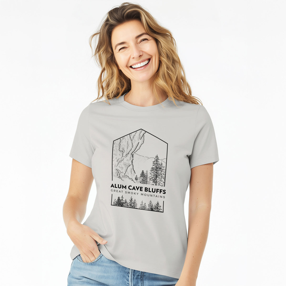 Alum Cave Bluffs - Great Smoky Mountains National Park - Women&#39;s Lightweight Relaxed Fit 100% Cotton Crewneck