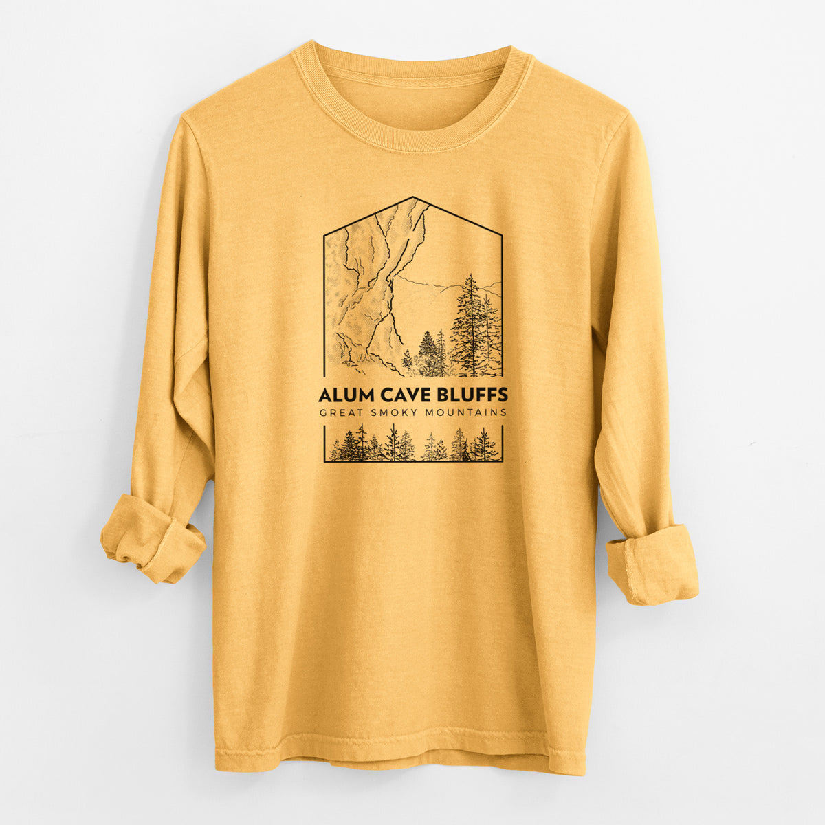 Alum Cave Bluffs - Great Smoky Mountains National Park - Men&#39;s Heavyweight 100% Cotton Long Sleeve