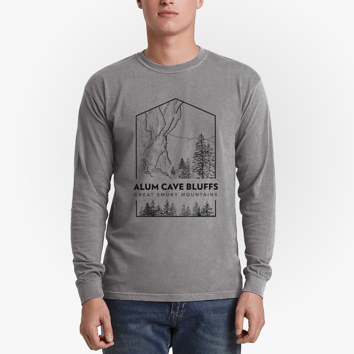 Alum Cave Bluffs - Great Smoky Mountains National Park - Men&#39;s Heavyweight 100% Cotton Long Sleeve