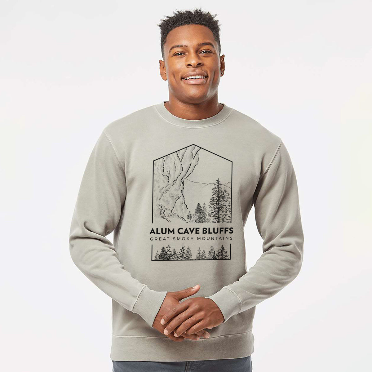 Alum Cave Bluffs - Great Smoky Mountains National Park - Unisex Pigment Dyed Crew Sweatshirt