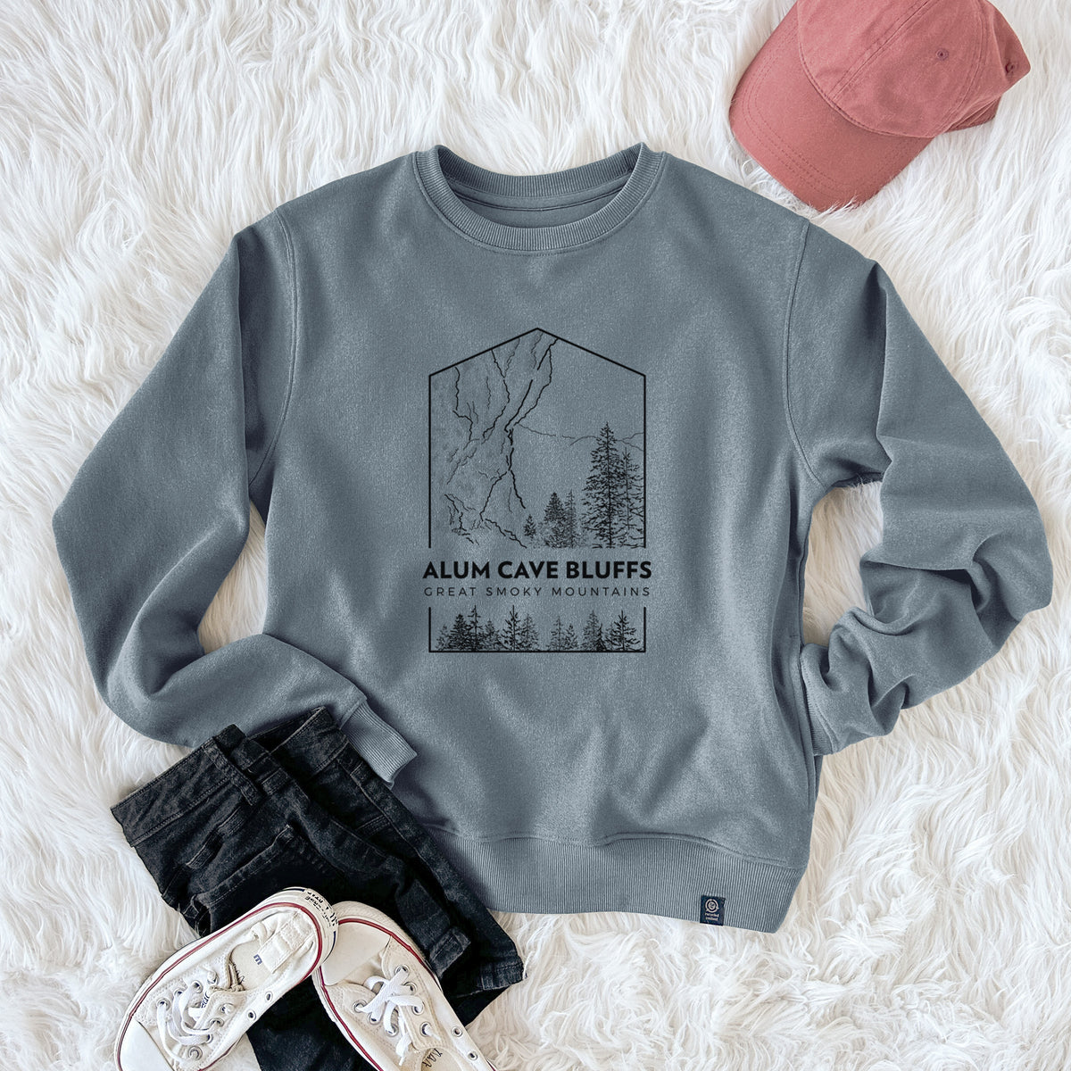 Alum Cave Bluffs - Great Smoky Mountains National Park  - Unisex Reclaimed Crewneck Sweatshirt