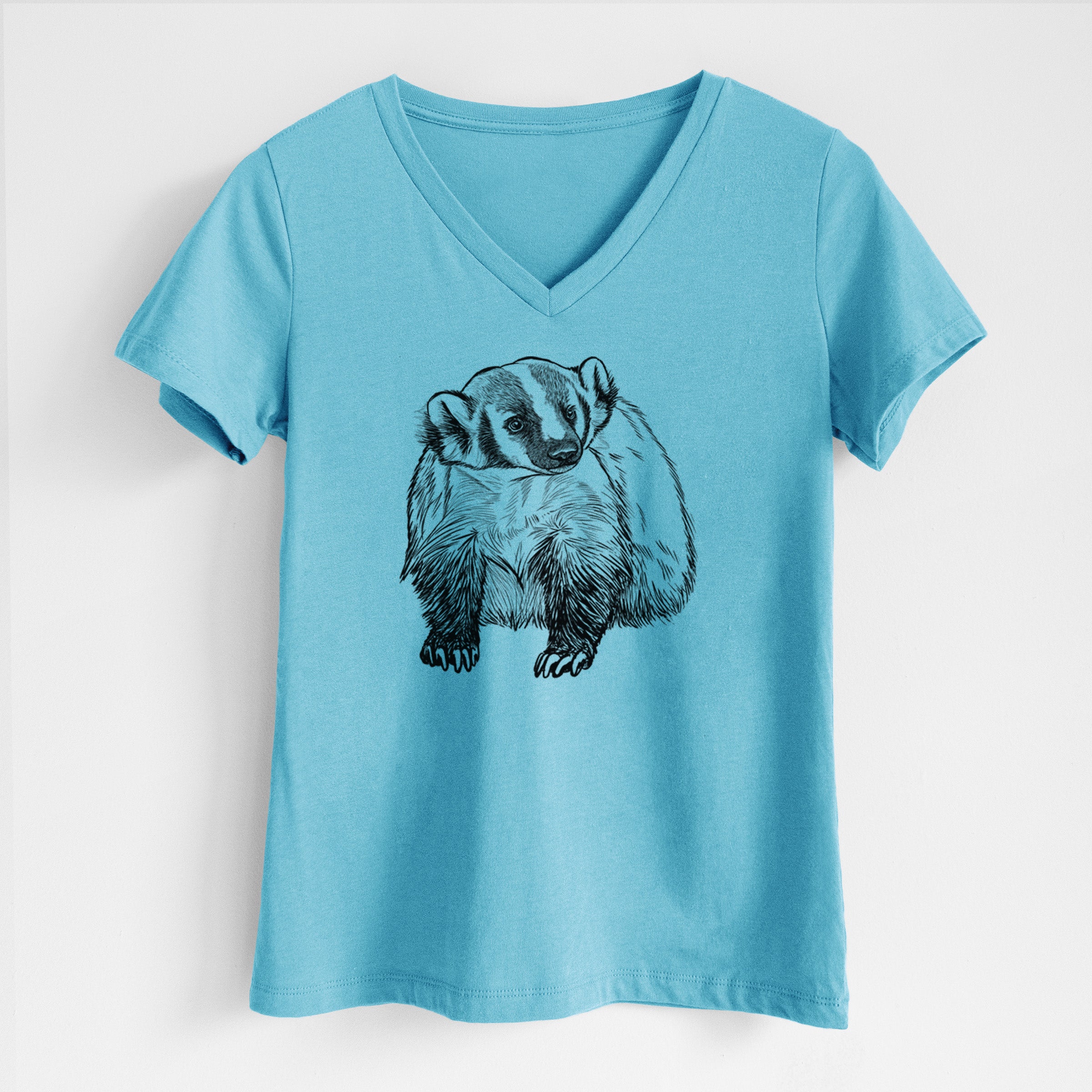 American Badger - Taxidea taxus - Women's Lightweight Relaxed Fit 100% Cotton V-neck