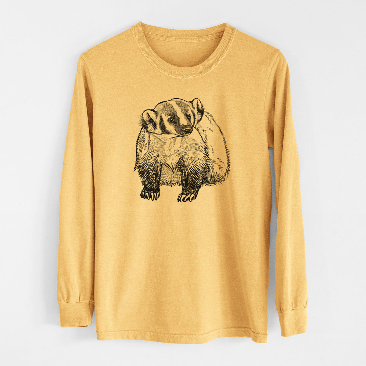 American Badger - Taxidea taxus - Men&#39;s Heavyweight 100% Cotton Long Sleeve