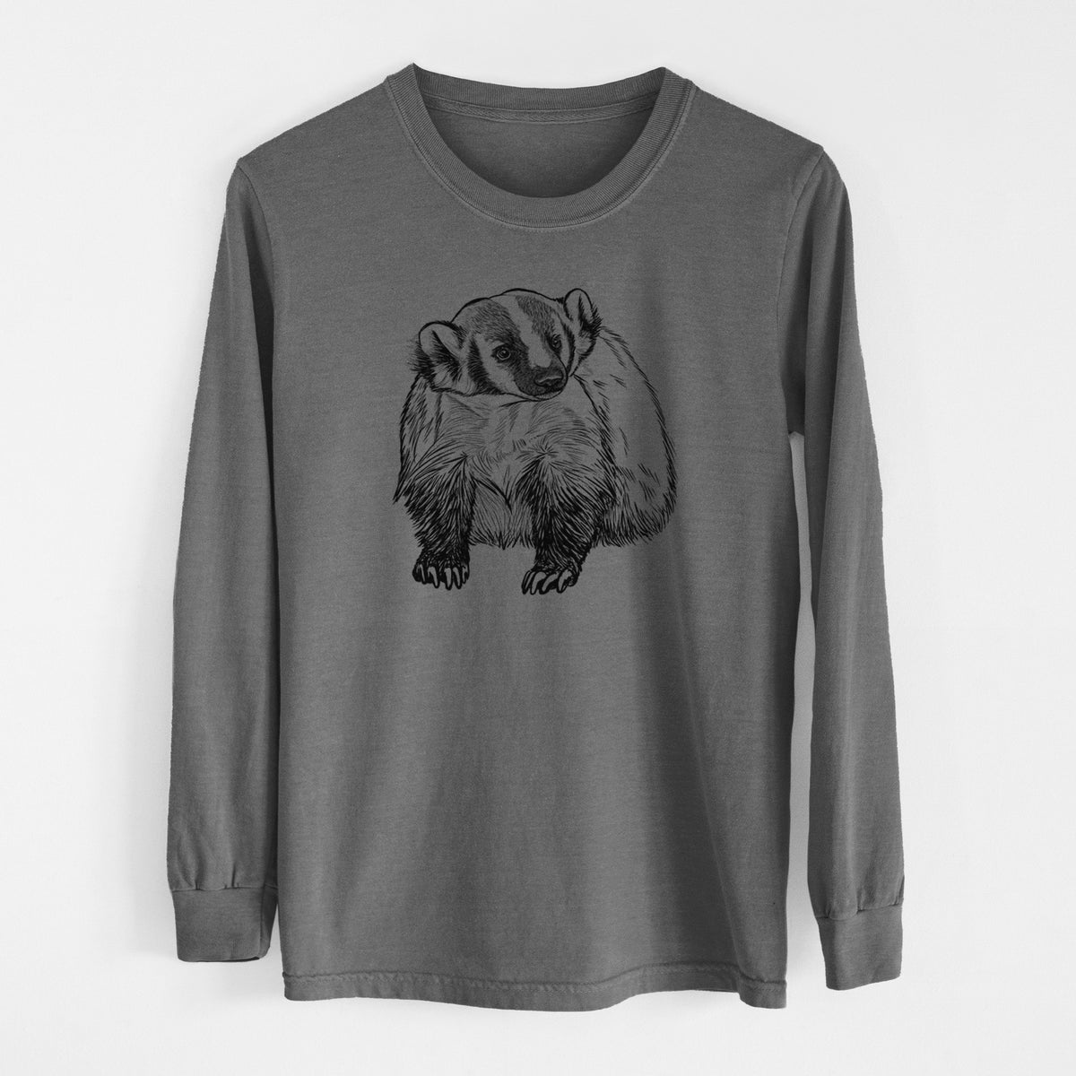 American Badger - Taxidea taxus - Men&#39;s Heavyweight 100% Cotton Long Sleeve