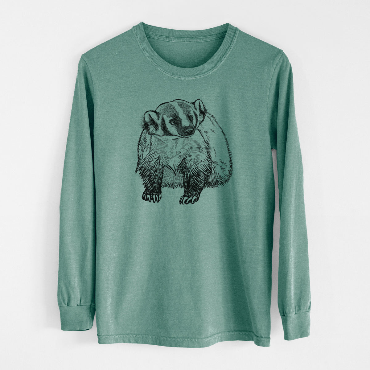 American Badger - Taxidea taxus - Men&#39;s Heavyweight 100% Cotton Long Sleeve