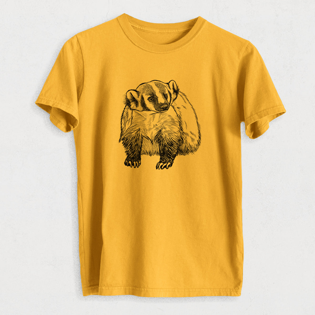 American Badger - Taxidea taxus - Heavyweight Men&#39;s 100% Organic Cotton Tee