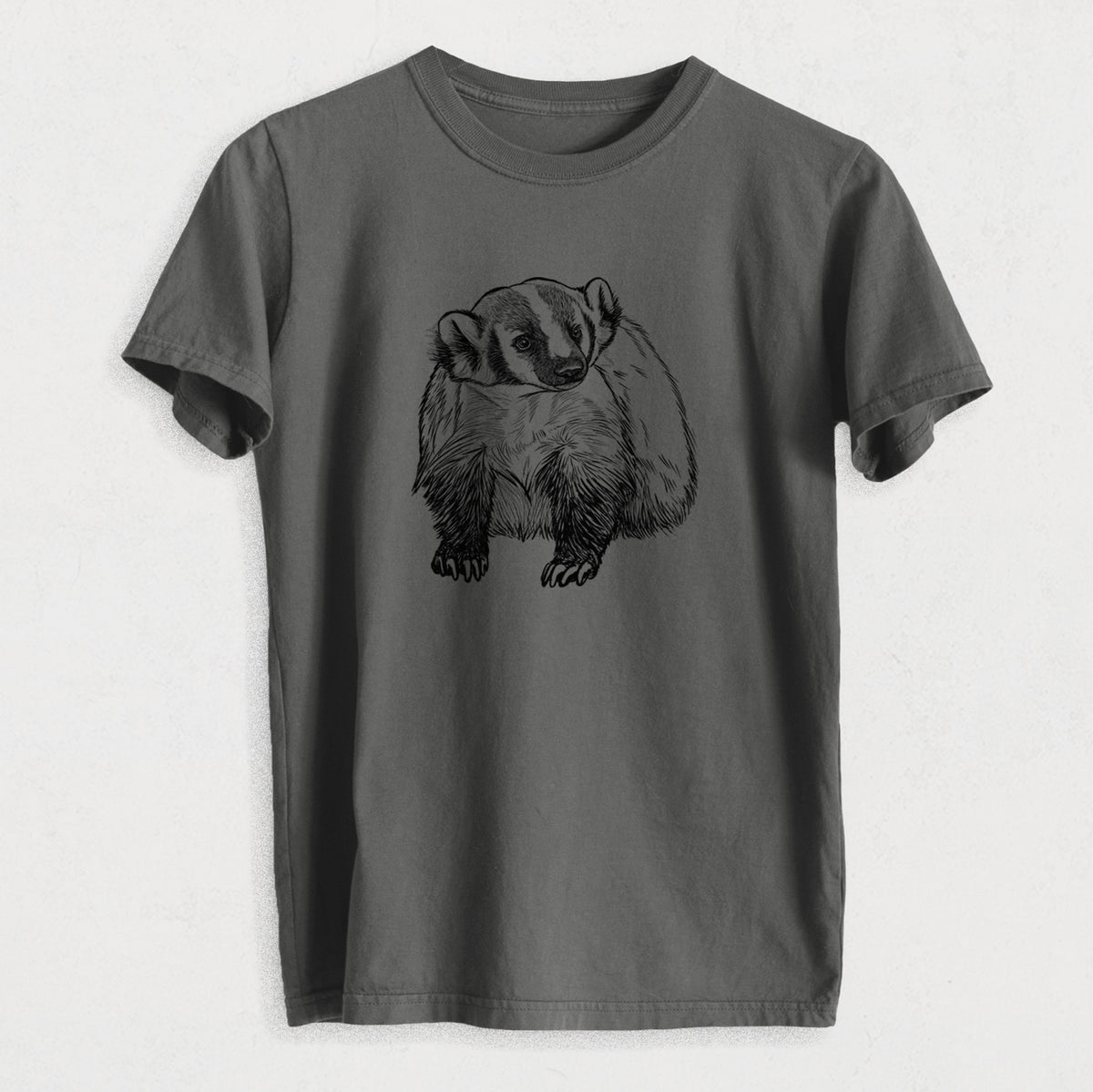 American Badger - Taxidea taxus - Heavyweight Men&#39;s 100% Organic Cotton Tee