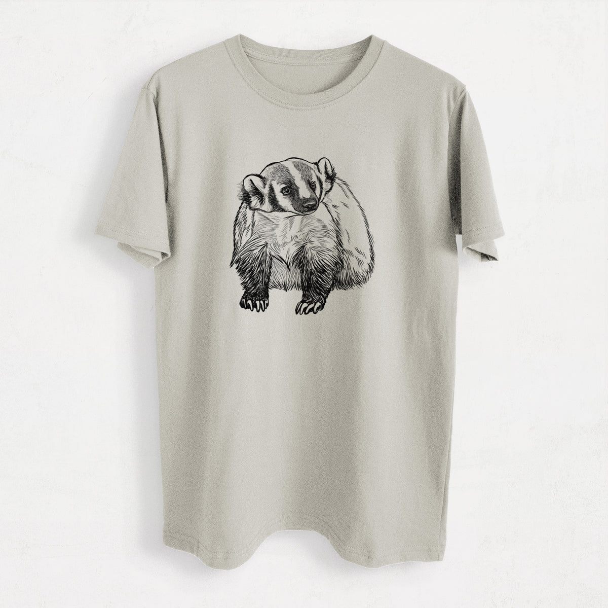 American Badger - Taxidea taxus - Heavyweight Men&#39;s 100% Organic Cotton Tee