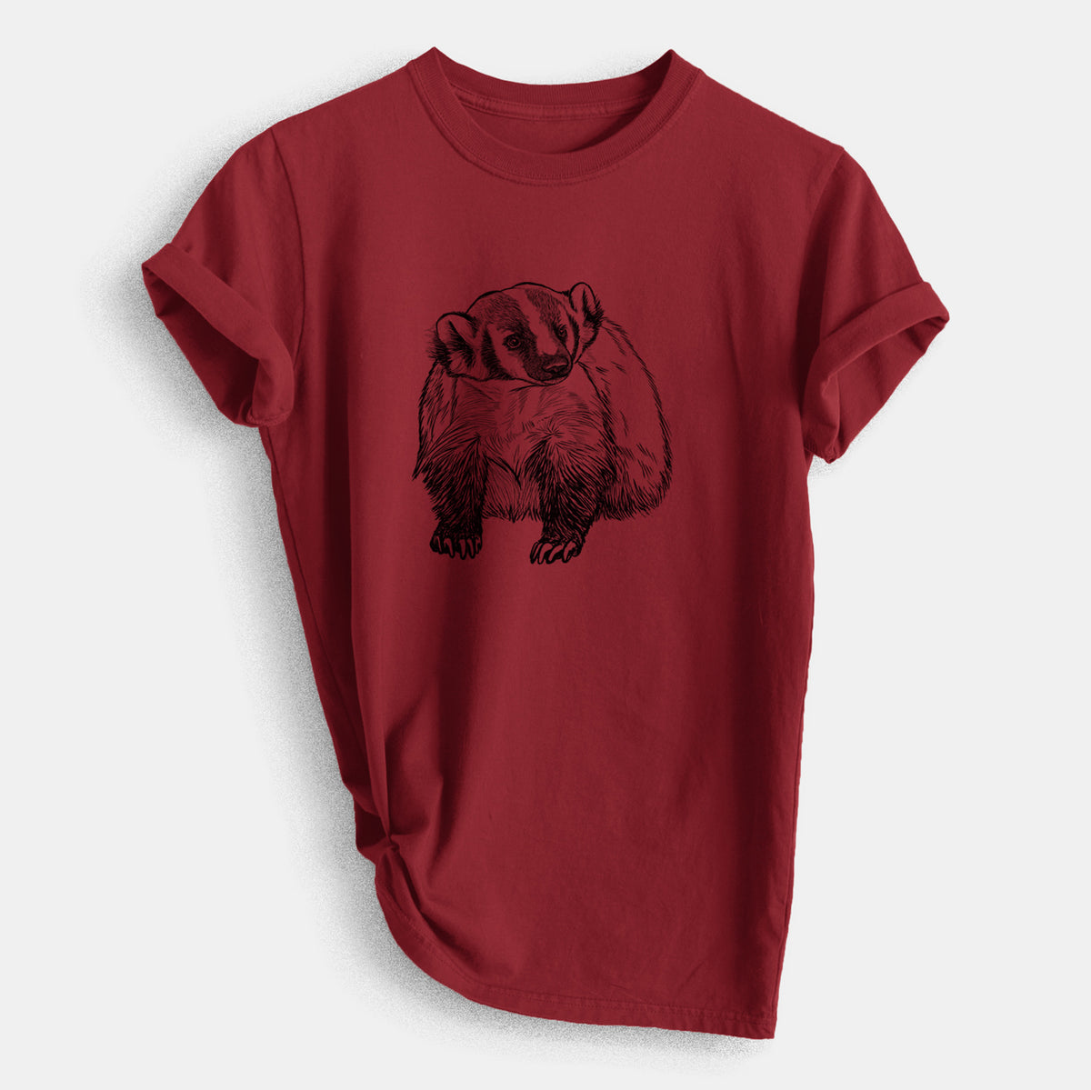 American Badger - Taxidea taxus - Heavyweight Men&#39;s 100% Organic Cotton Tee