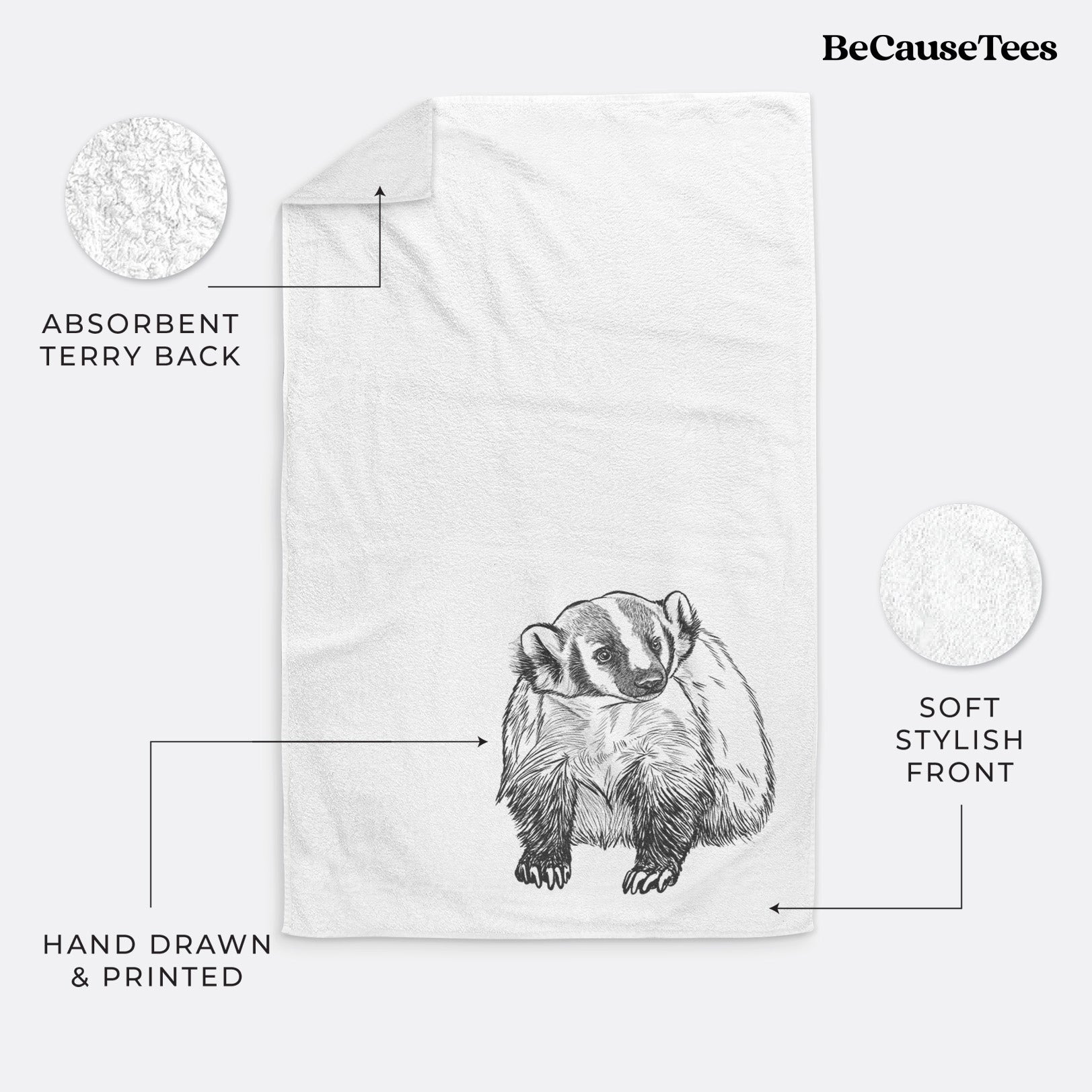 American Badger - Taxidea taxus Premium Decorative Hand Towel