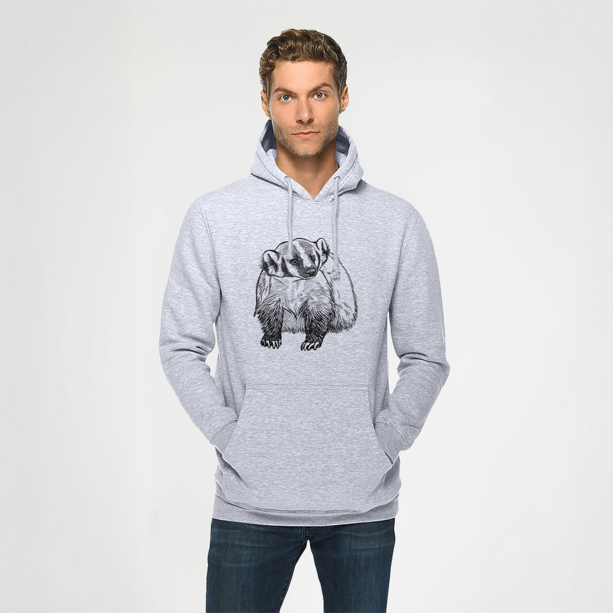American Badger - Taxidea taxus - Heavyweight Fleece Hoodie
