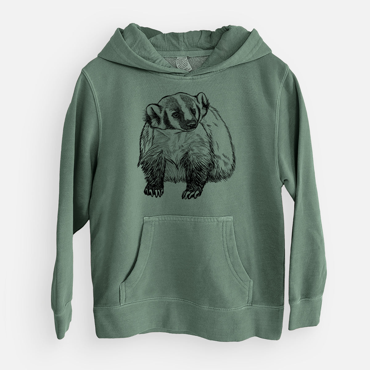 American Badger - Taxidea taxus - Youth Pigment Dyed Hoodie