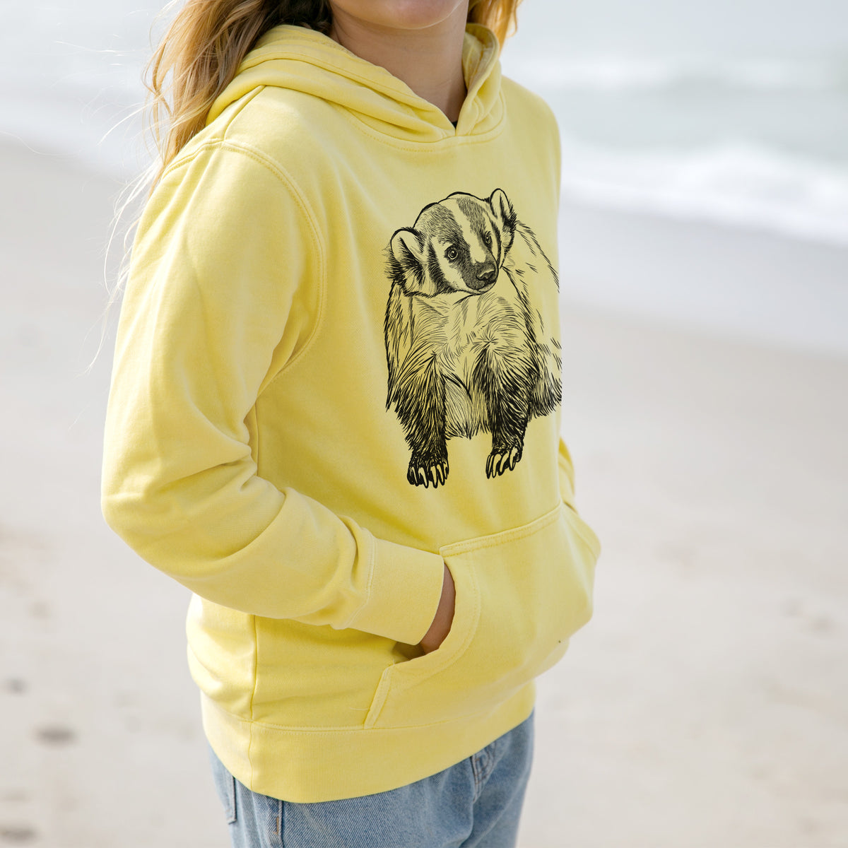 American Badger - Taxidea taxus - Youth Pigment Dyed Hoodie