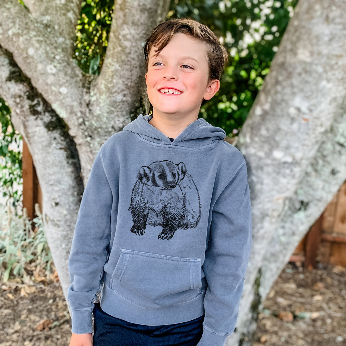 American Badger - Taxidea taxus - Youth Pigment Dyed Hoodie