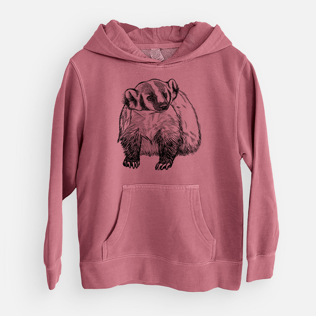 American Badger - Taxidea taxus - Youth Pigment Dyed Hoodie