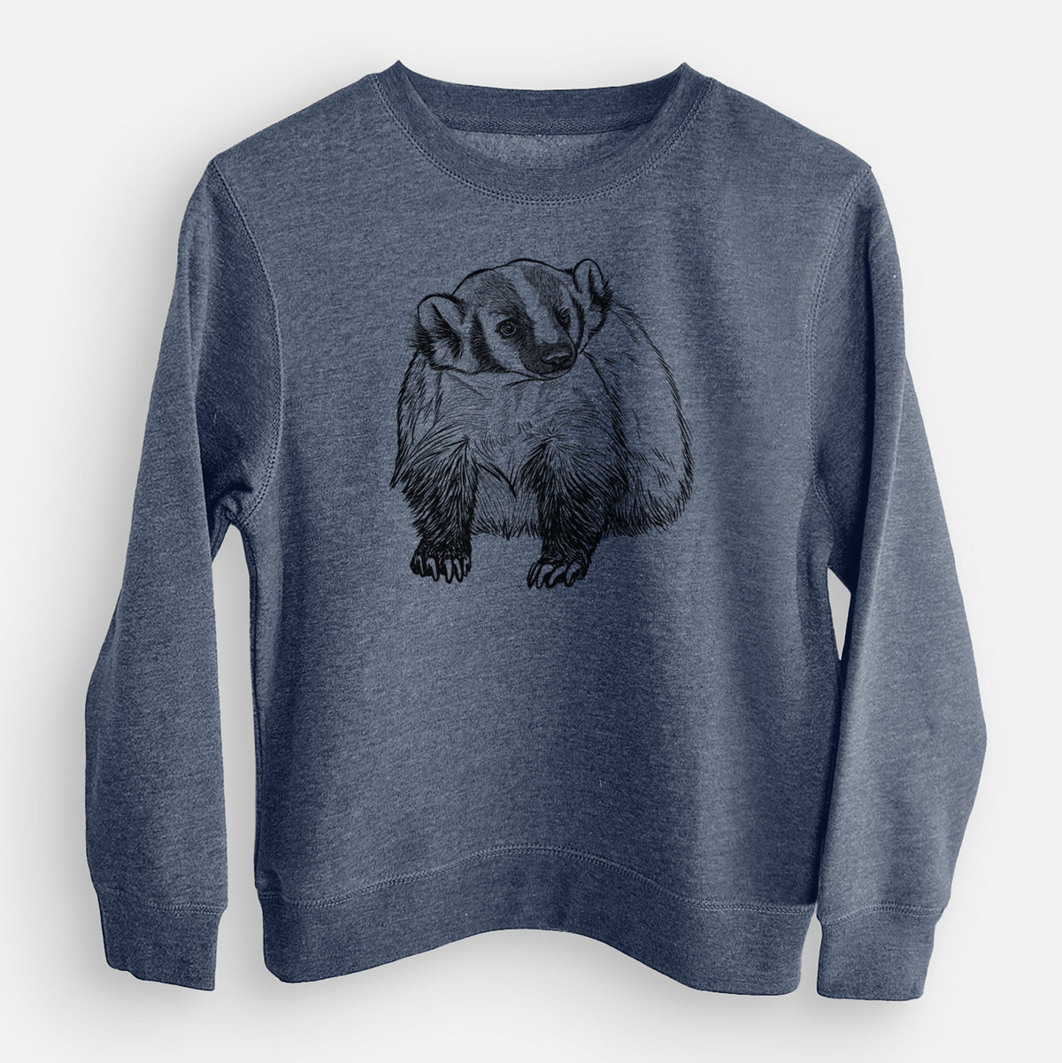 American Badger - Taxidea taxus - Youth Lightweight Crewneck Sweatshirt