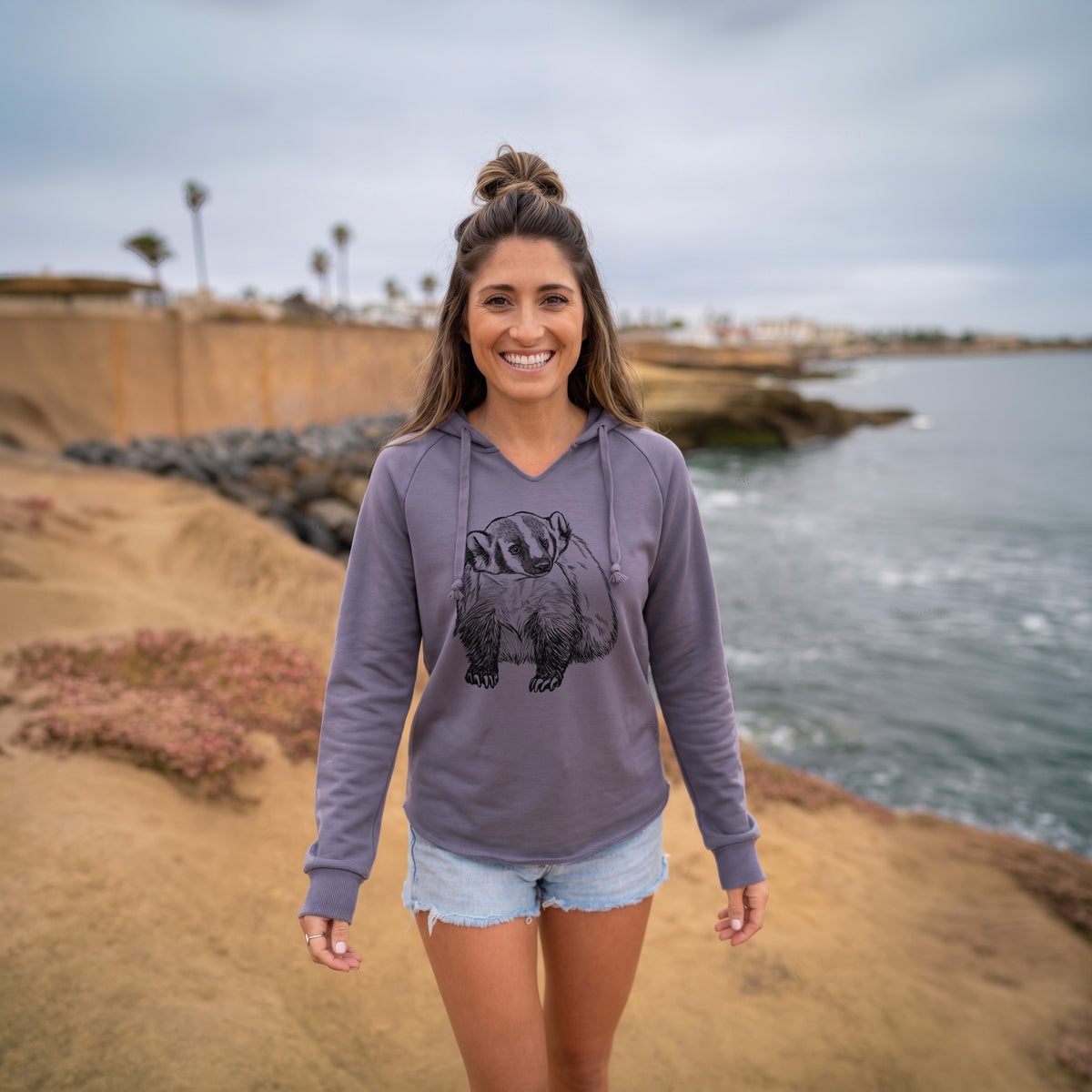 American Badger - Taxidea taxus - Cali Wave Hooded Sweatshirt