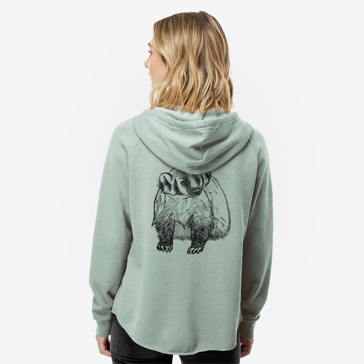 American Badger - Taxidea taxus - Women's Cali Wave Zip-Up Sweatshirt
