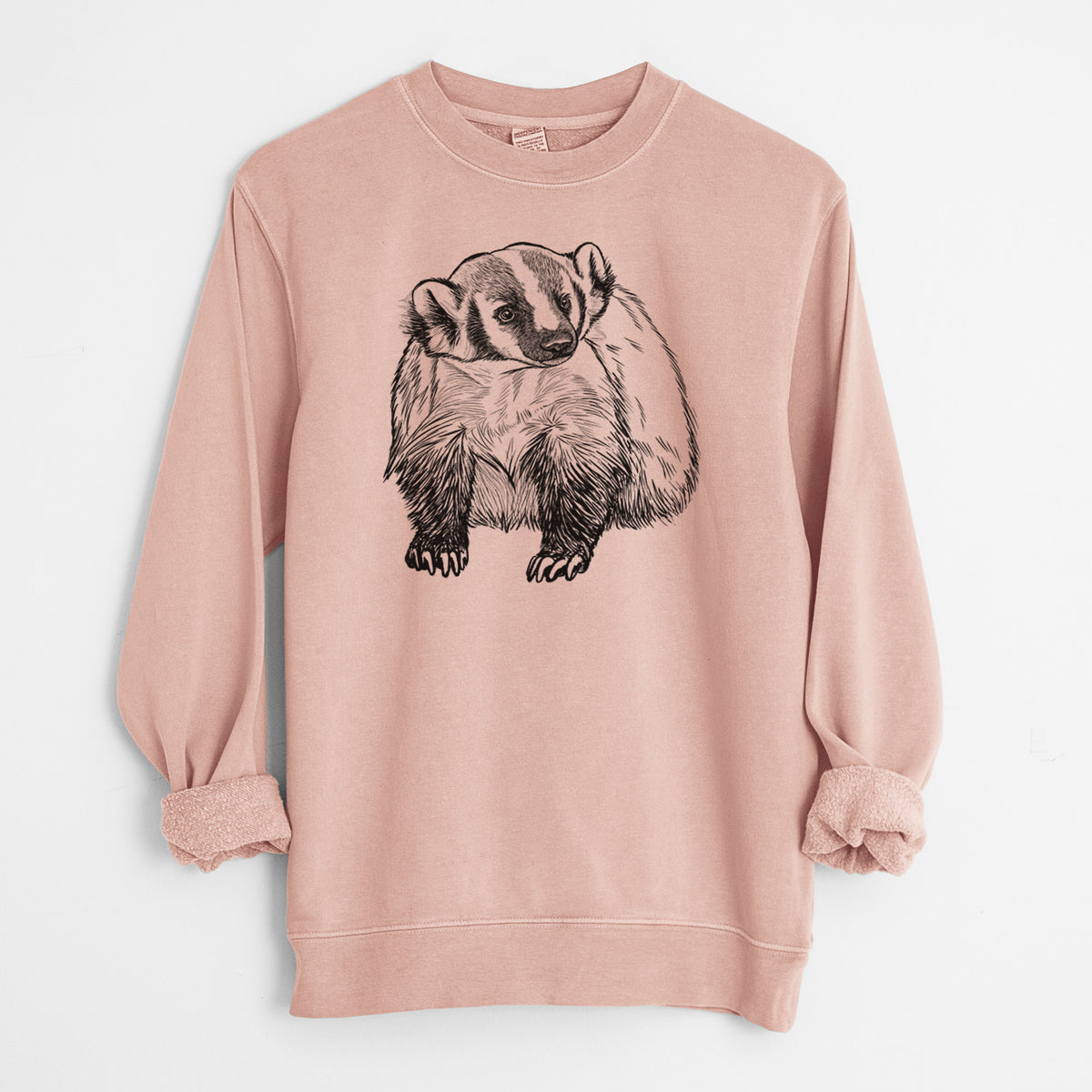 American Badger - Taxidea taxus - Unisex Pigment Dyed Crew Sweatshirt