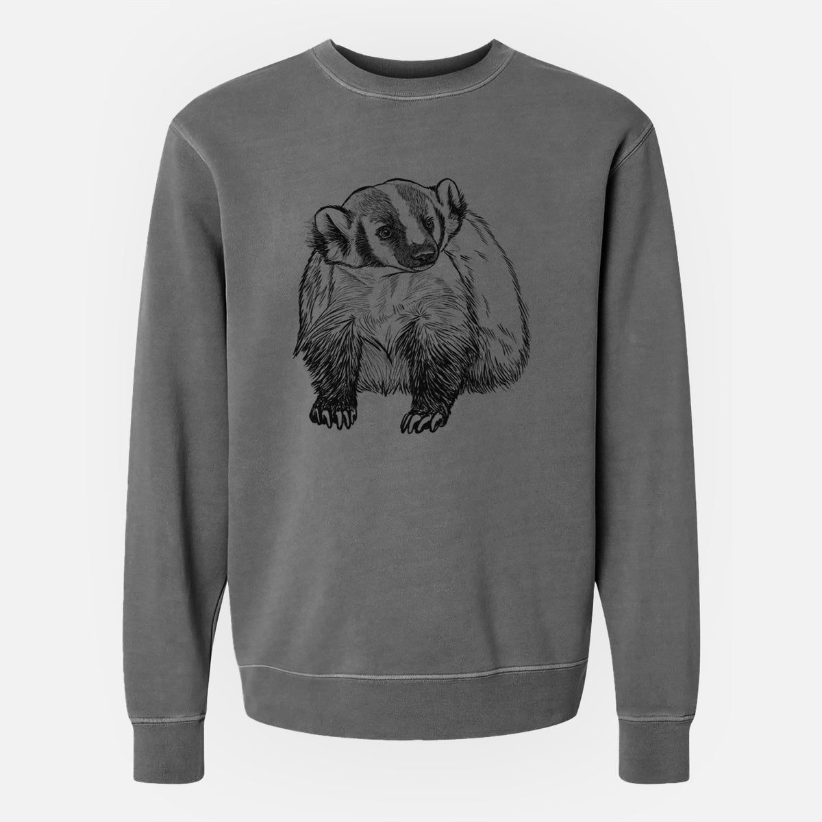 American Badger - Taxidea taxus - Unisex Pigment Dyed Crew Sweatshirt