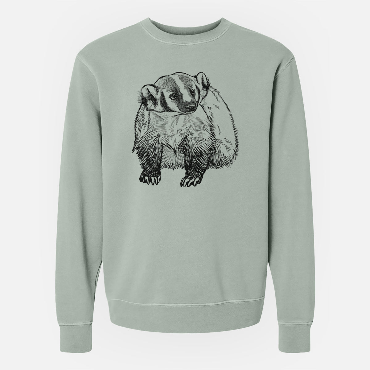 American Badger - Taxidea taxus - Unisex Pigment Dyed Crew Sweatshirt