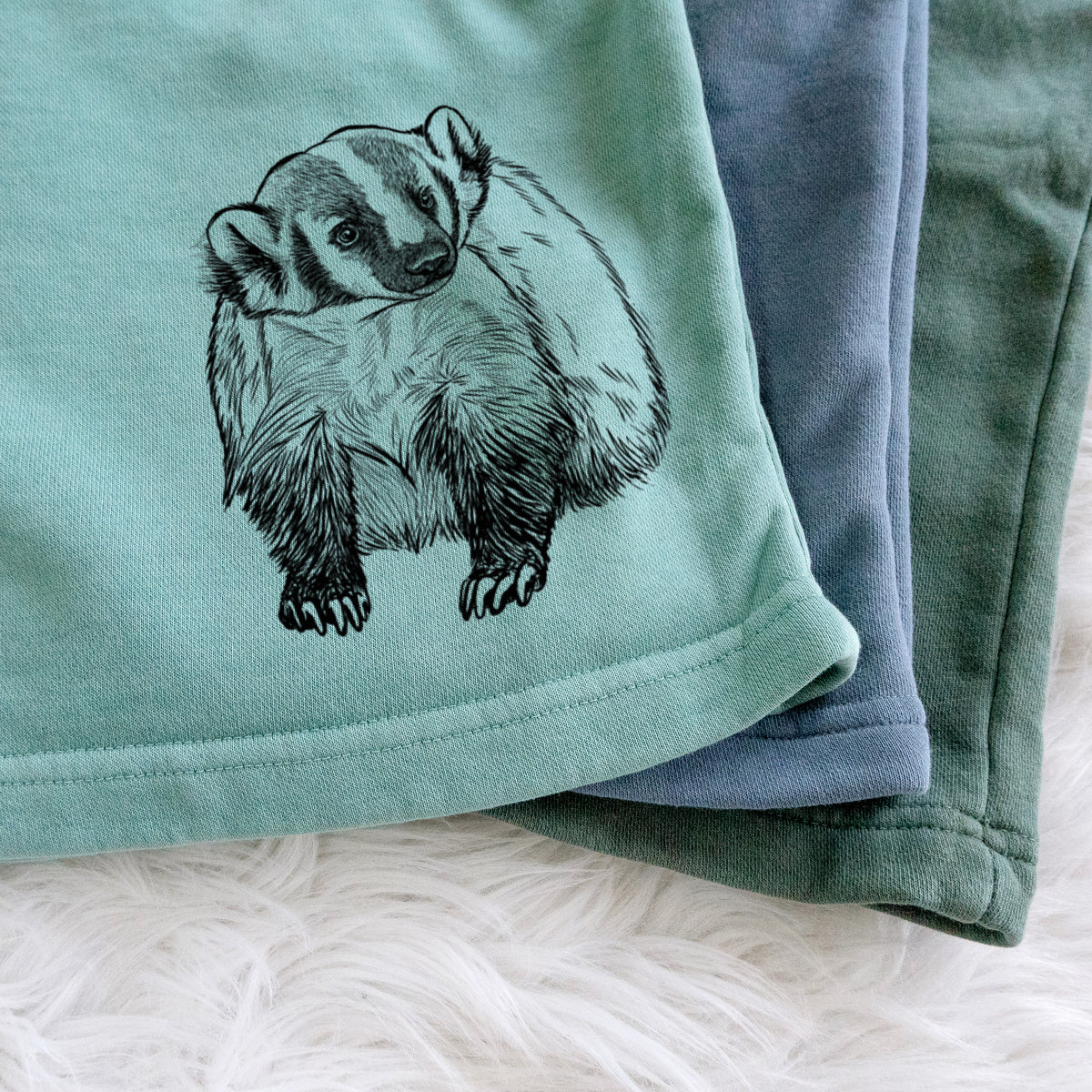 American Badger - Taxidea taxus - Unisex Pigment Dyed Shorts
