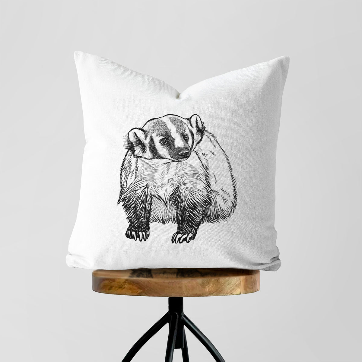 American Badger - Taxidea taxus - Throw Pillow Cover