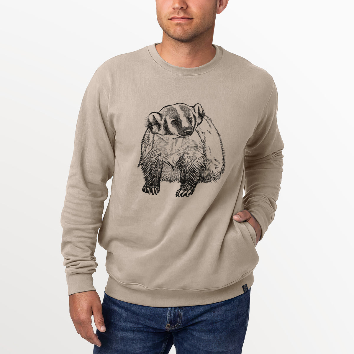 American Badger - Taxidea taxus  - Unisex Reclaimed Crewneck Sweatshirt