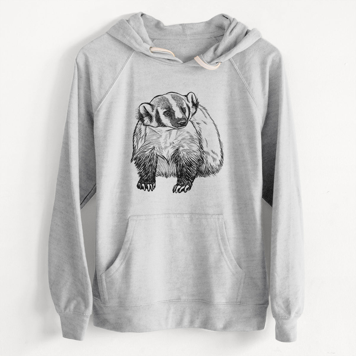 CLEARANCE - American Badger - Taxidea taxus  - Unisex Slim Fit Loopback Terry Hoodie