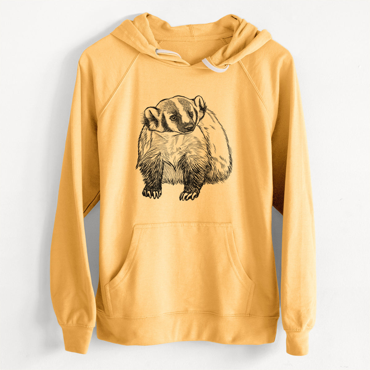 CLEARANCE - American Badger - Taxidea taxus  - Unisex Slim Fit Loopback Terry Hoodie