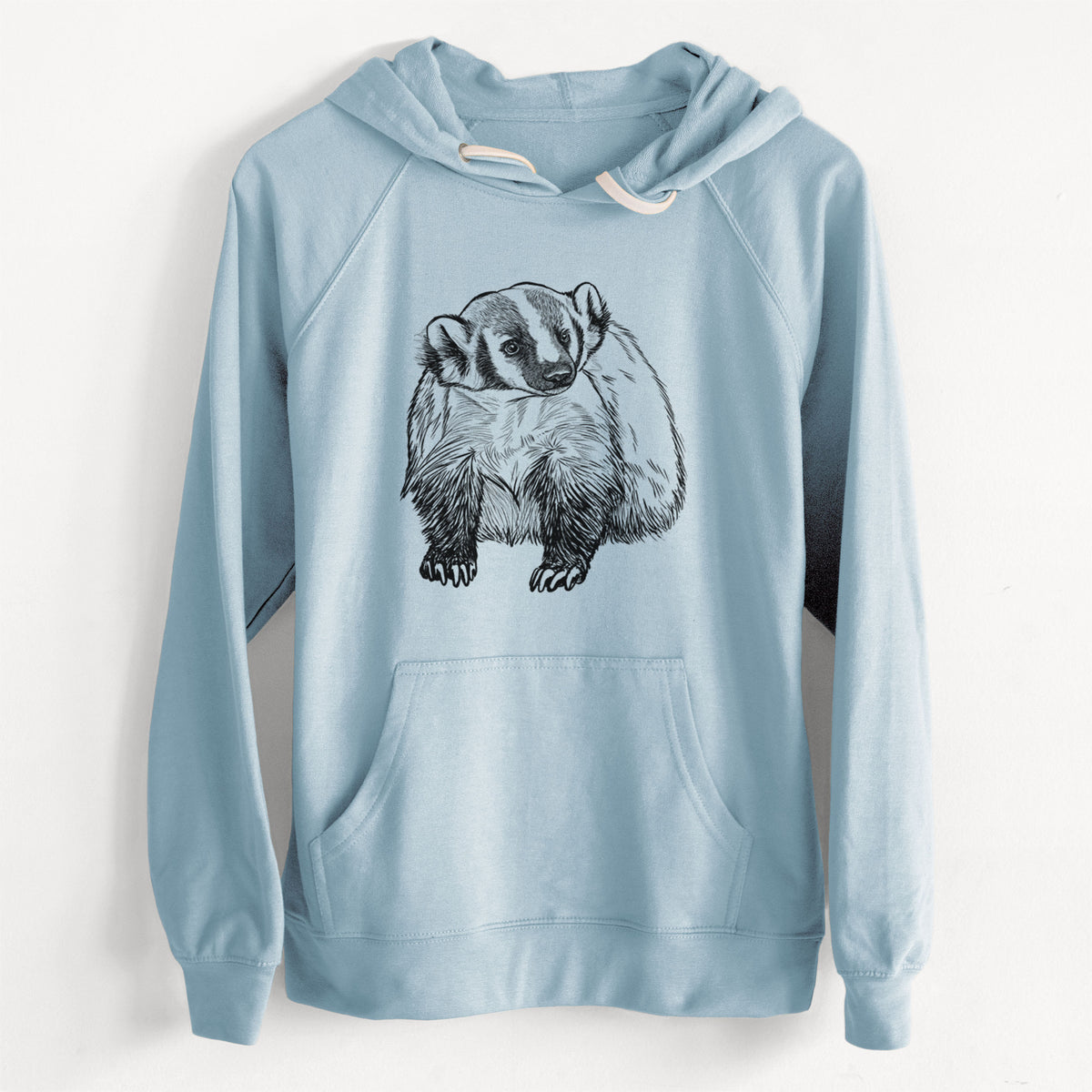 CLEARANCE - American Badger - Taxidea taxus  - Unisex Slim Fit Loopback Terry Hoodie