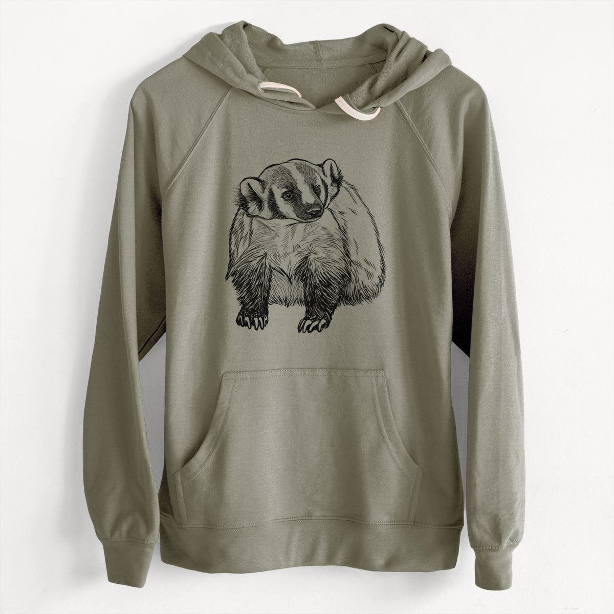 CLEARANCE - American Badger - Taxidea taxus  - Unisex Slim Fit Loopback Terry Hoodie