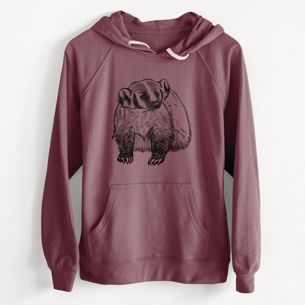 CLEARANCE - American Badger - Taxidea taxus  - Unisex Slim Fit Loopback Terry Hoodie