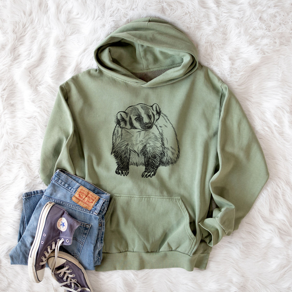 American Badger - Taxidea taxus  - Urban Heavyweight Hoodie