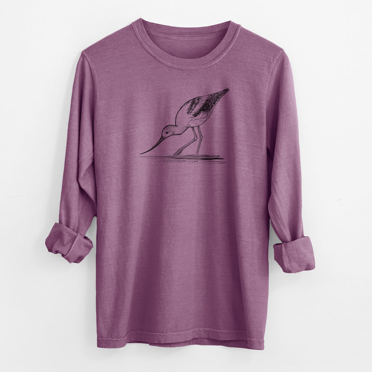 American Avocet - Recurvirostra americana - Men&#39;s Heavyweight 100% Cotton Long Sleeve