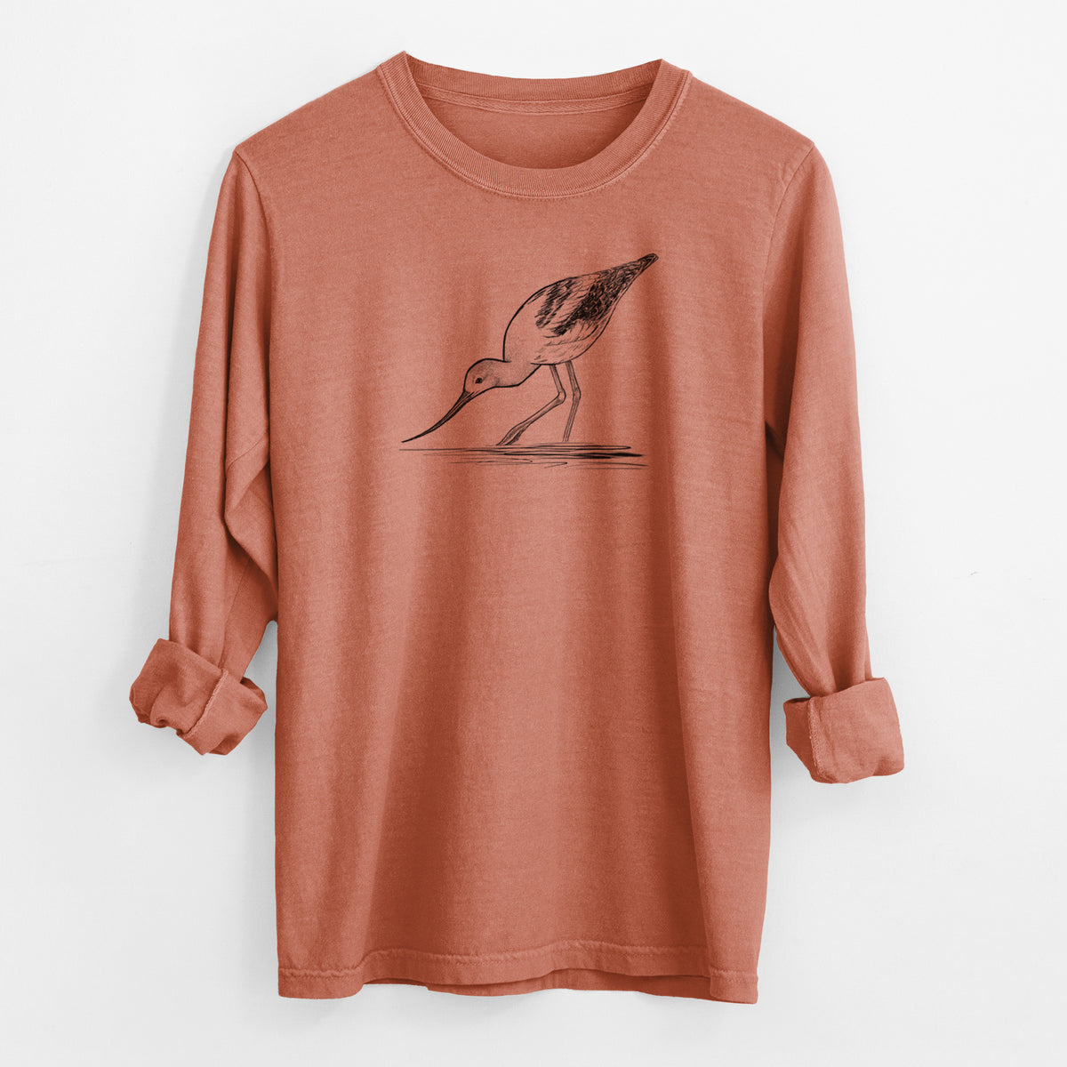 American Avocet - Recurvirostra americana - Men&#39;s Heavyweight 100% Cotton Long Sleeve