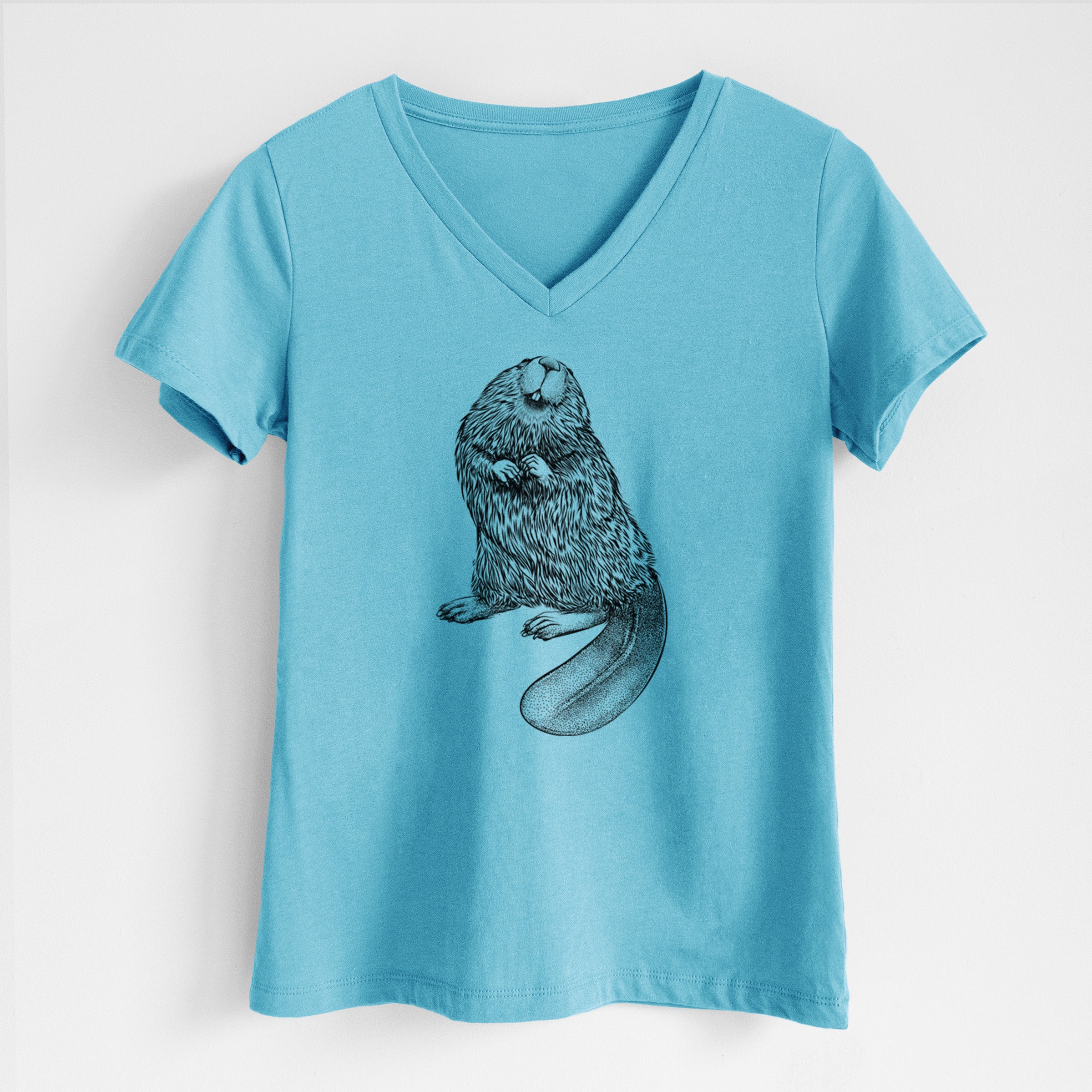 North American Beaver - Castor canadensis - Women's Lightweight Relaxed Fit 100% Cotton V-neck