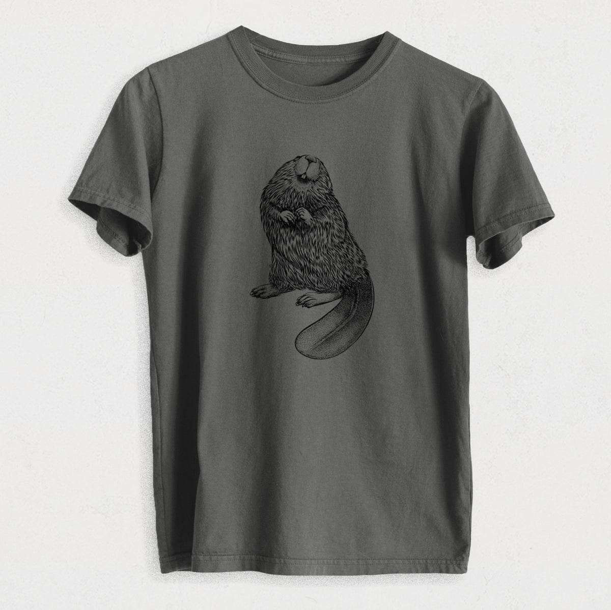 North American Beaver - Castor canadensis - Heavyweight Men&#39;s 100% Organic Cotton Tee