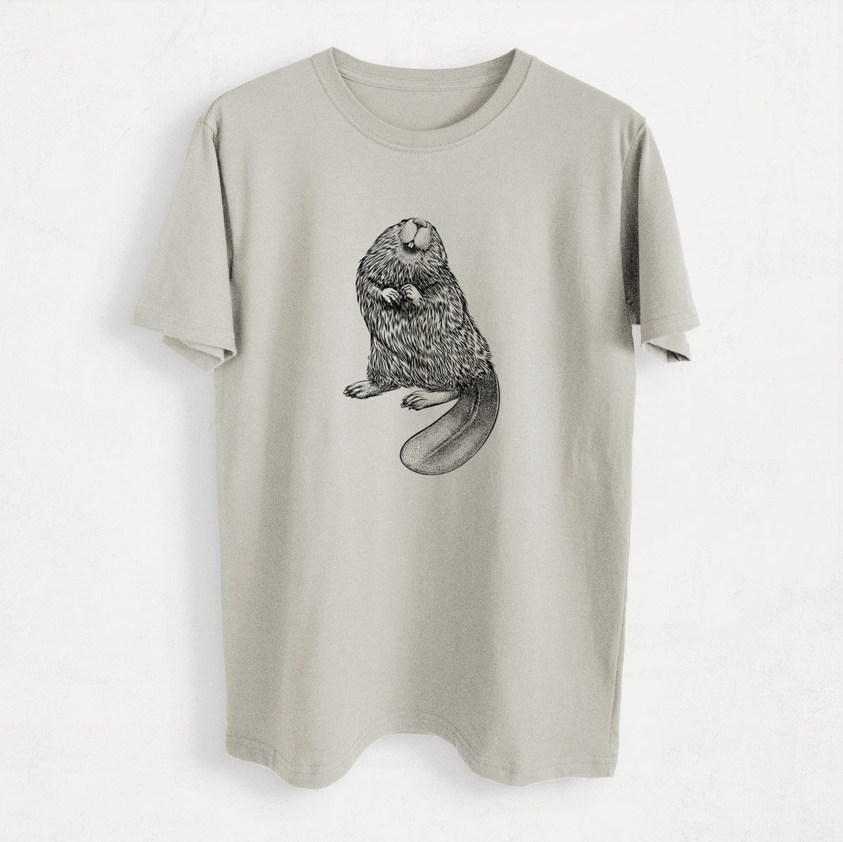North American Beaver - Castor canadensis - Heavyweight Men&#39;s 100% Organic Cotton Tee