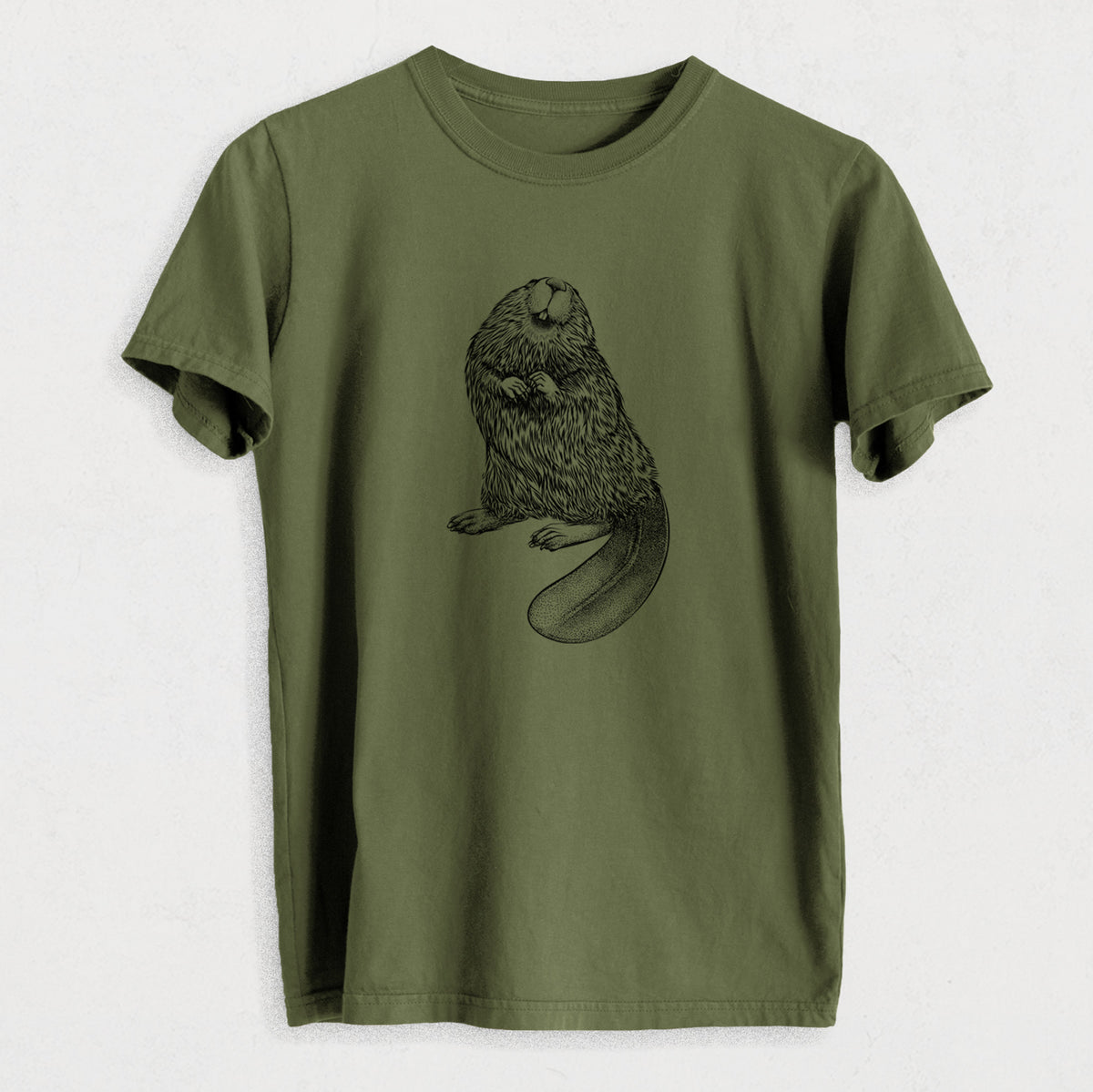 North American Beaver - Castor canadensis - Heavyweight Men&#39;s 100% Organic Cotton Tee