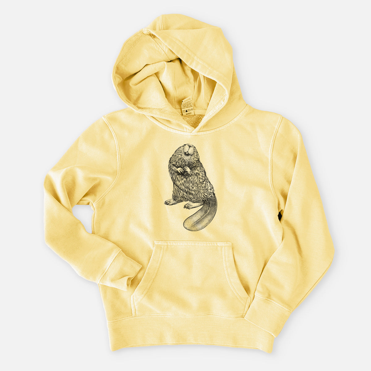 North American Beaver - Castor canadensis - Youth Pigment Dyed Hoodie