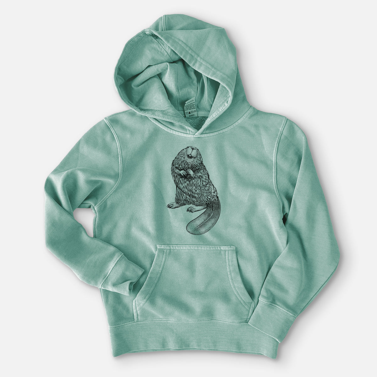 North American Beaver - Castor canadensis - Youth Pigment Dyed Hoodie