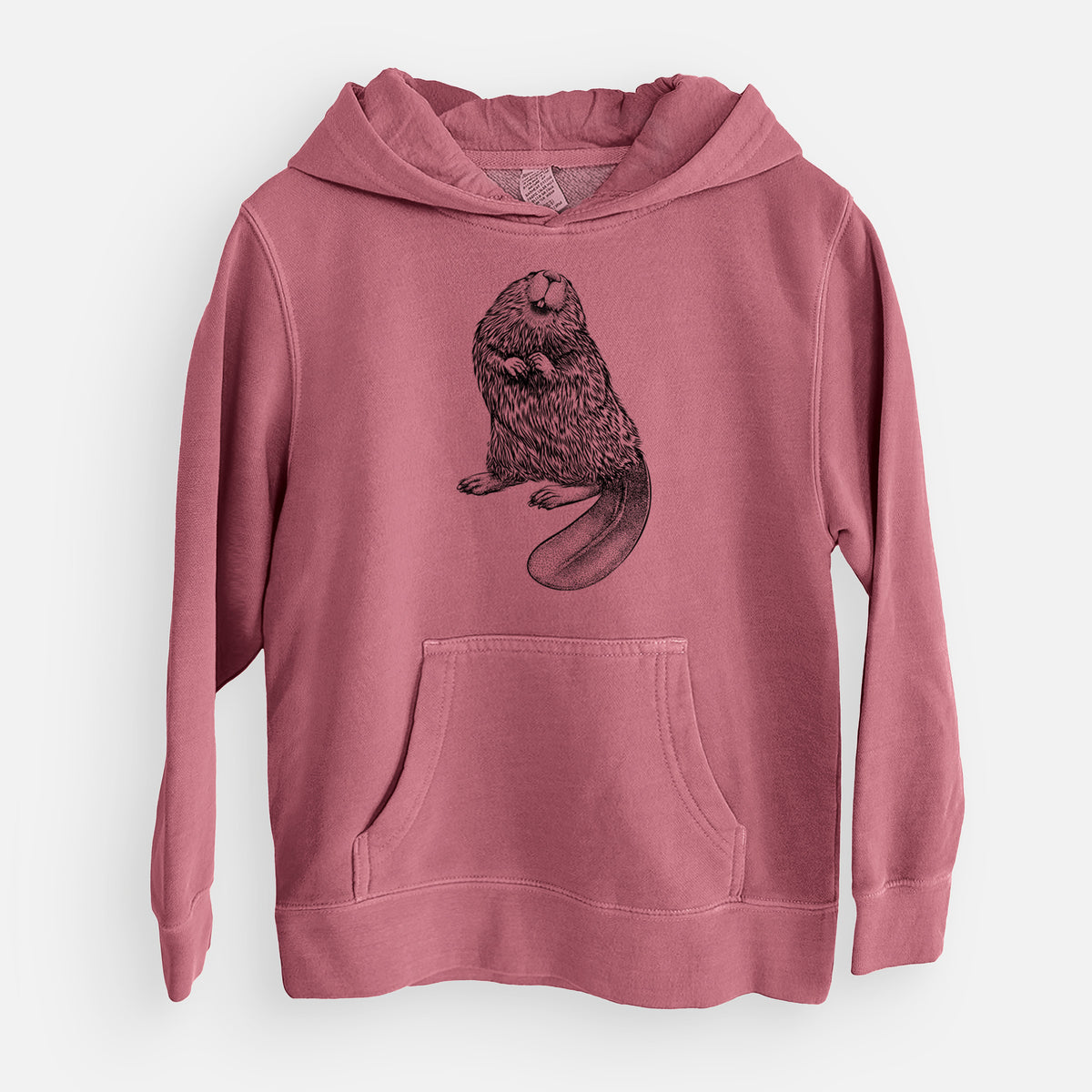 North American Beaver - Castor canadensis - Youth Pigment Dyed Hoodie